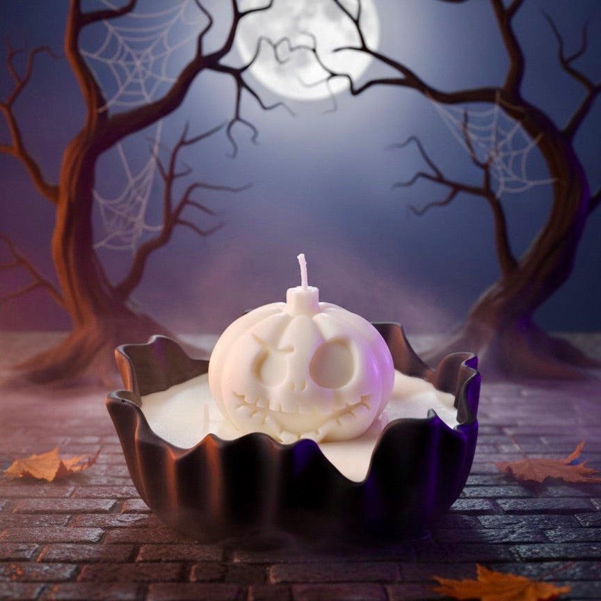Spooky Ceramic Pumpkin Candle