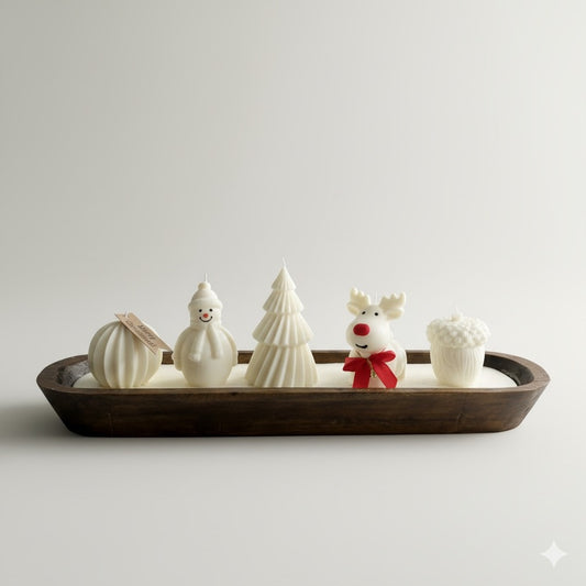 Christmas Candle on XL Rustic Wood Base